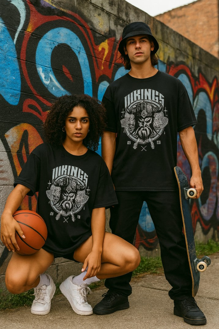 Skye68 Oversized Tee: Vikings Black