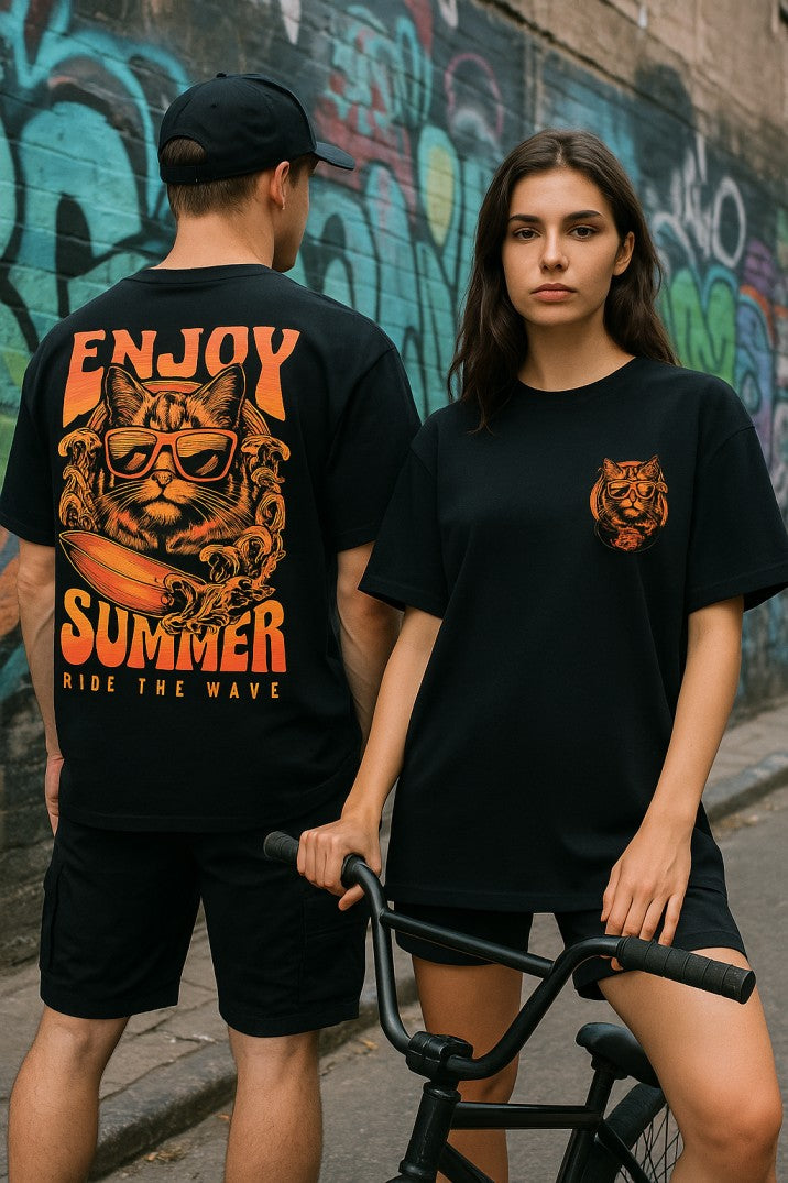 Skye75 Oversized Tee: Ride The Wave Black