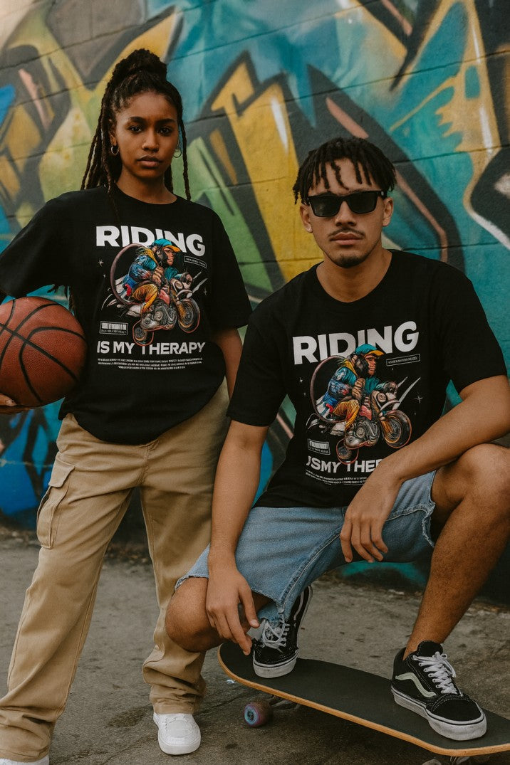 Skye76 Premium Tee: Riding Black