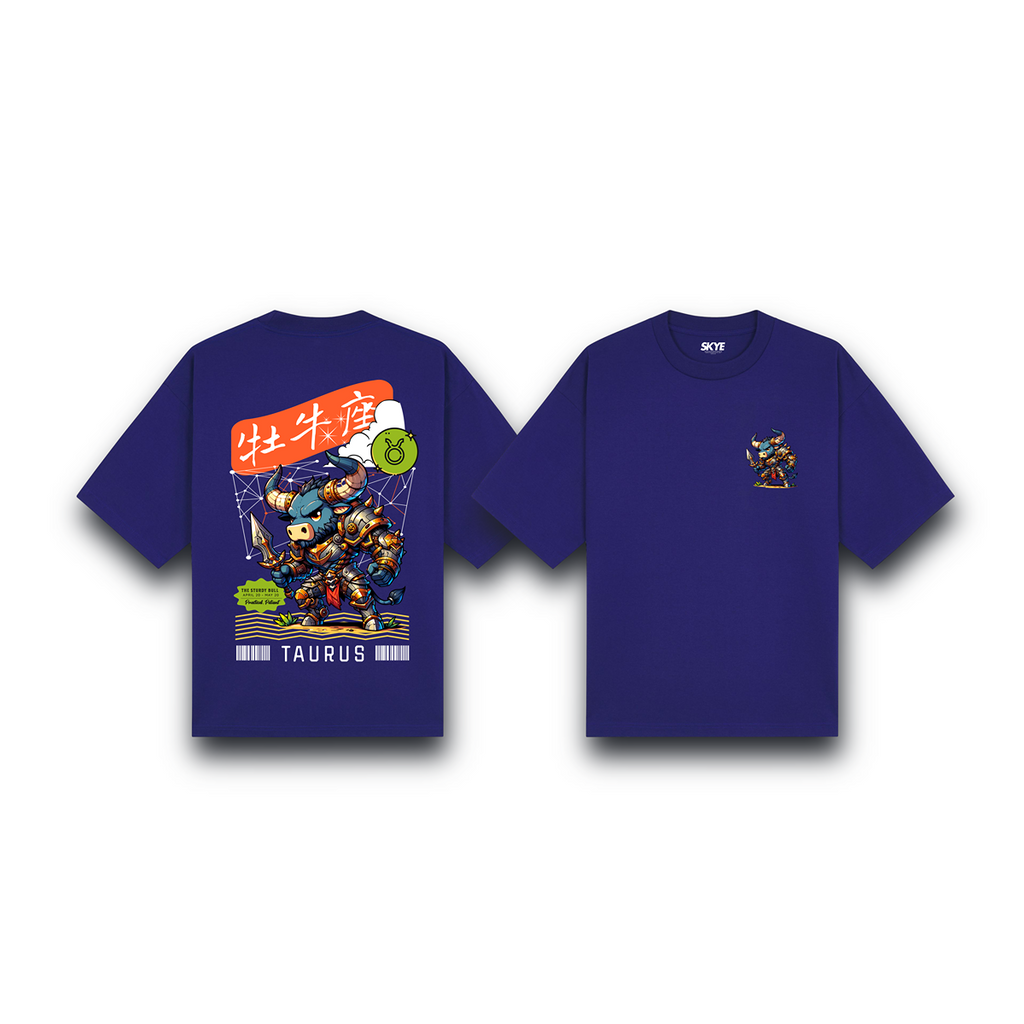 Skye100_Oversized_Tee_Taurus_Armor_Zodiac_Chibi_Dark_Blue
