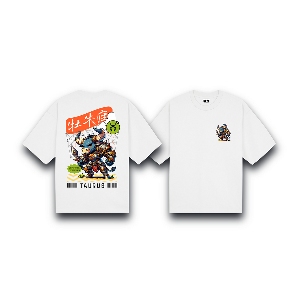 Skye100_Oversized_Tee_Taurus_Armor_Zodiac_Chibi_White