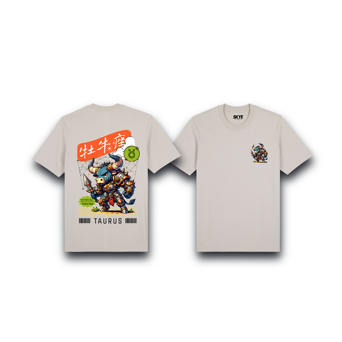 Skye100_Premium_Tee_Taurus_Armor_Zodiac_Chibi_Beige