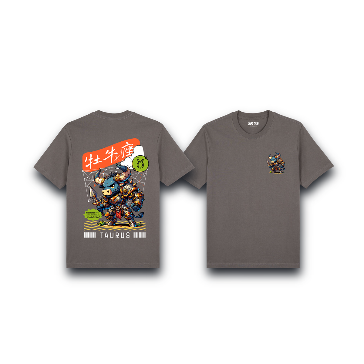 Skye100_Premium_Tee_Taurus_Armor_Zodiac_Chibi_Gray