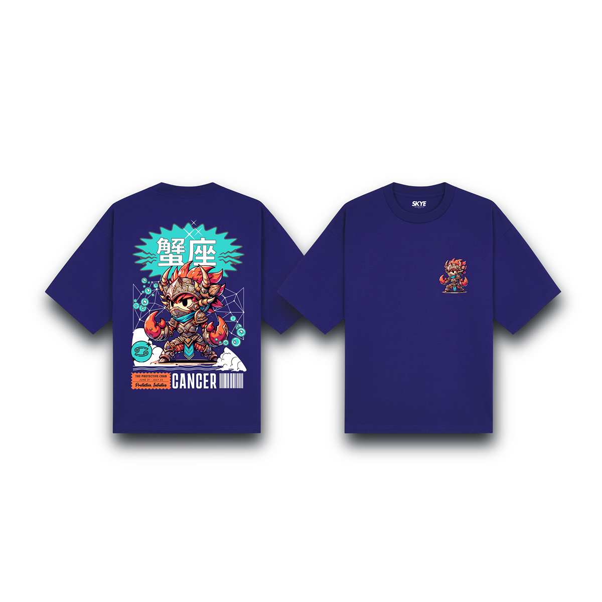 Skye101_Oversized_Tee_Cancer_Armor_Zodiac_Chibi_Dark_Blue