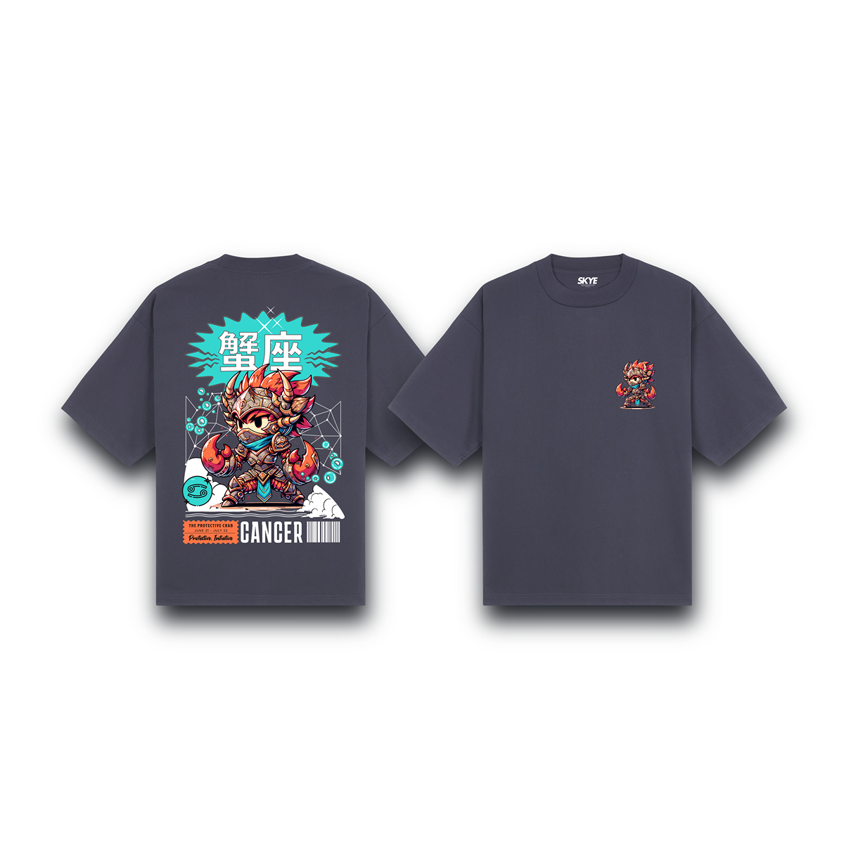 Skye101_Oversized_Tee_Cancer_Armor_Zodiac_Chibi_Gray