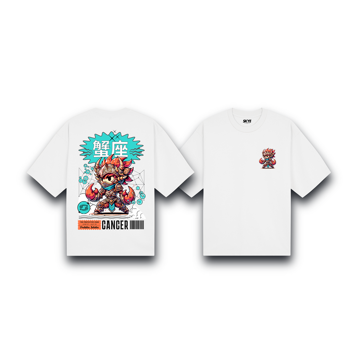 Skye101_Oversized_Tee_Cancer_Armor_Zodiac_Chibi_White
