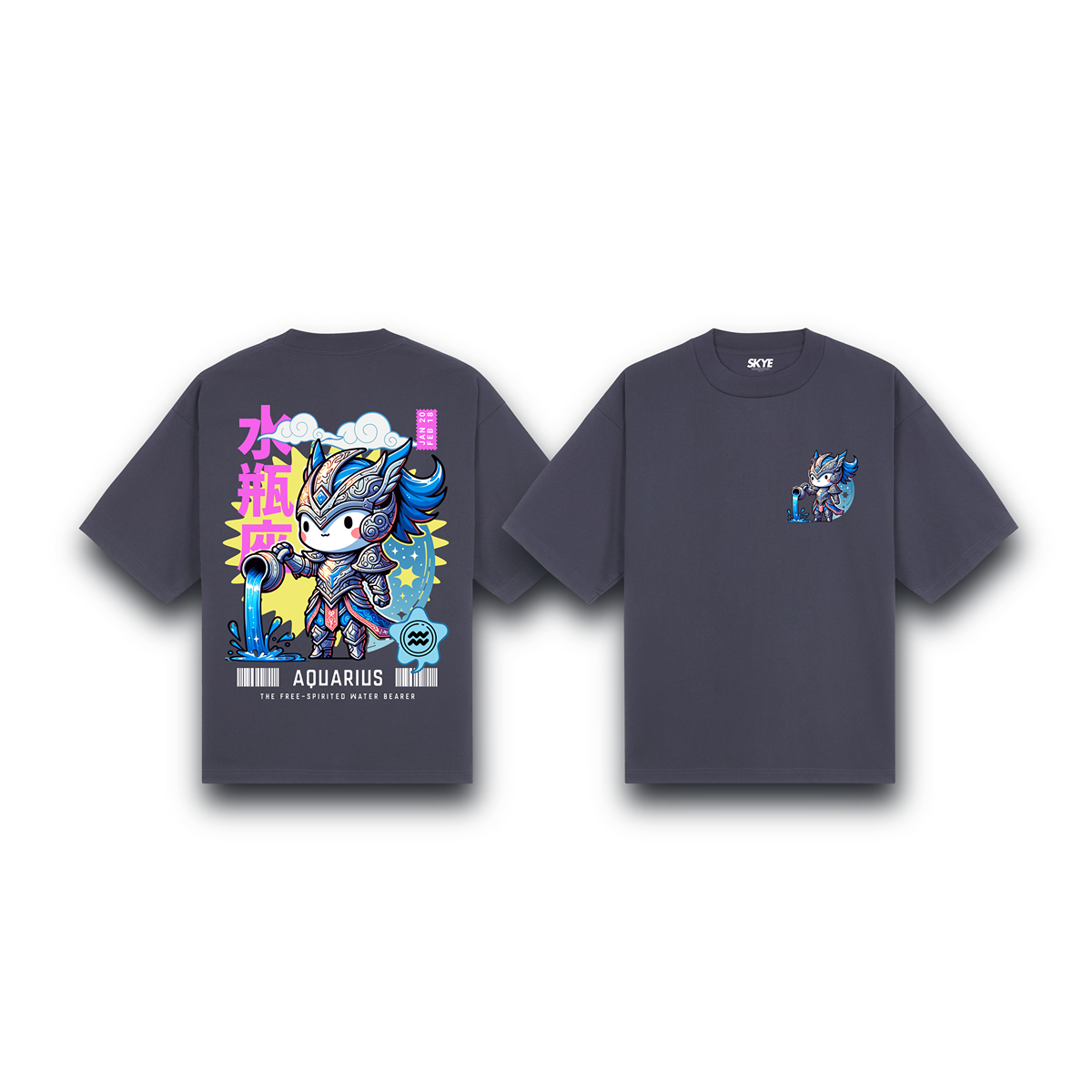 Skye102_Oversized_Tee_Aquarius_Armor_Zodiac_Chibi_Gray