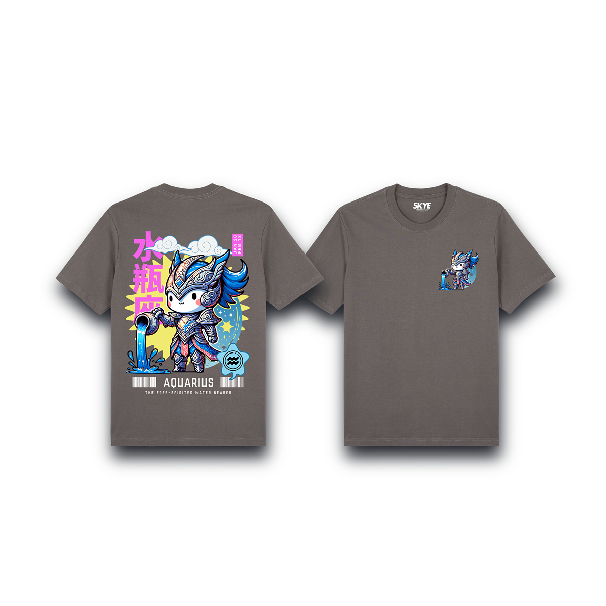 Skye102_Premium_Tee_Aquarius_Armor_Zodiac_Chibi_Gray