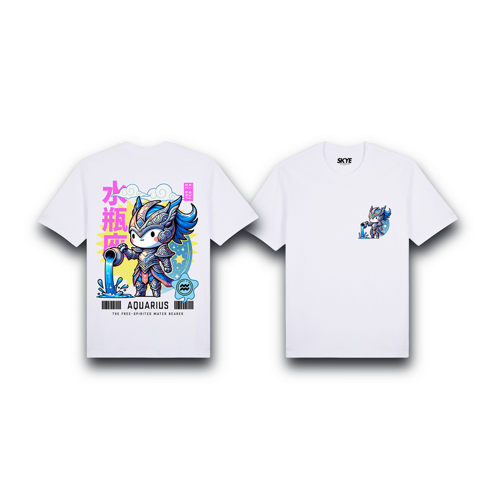 Skye102_Premium_Tee_Aquarius_Armor_Zodiac_Chibi_White