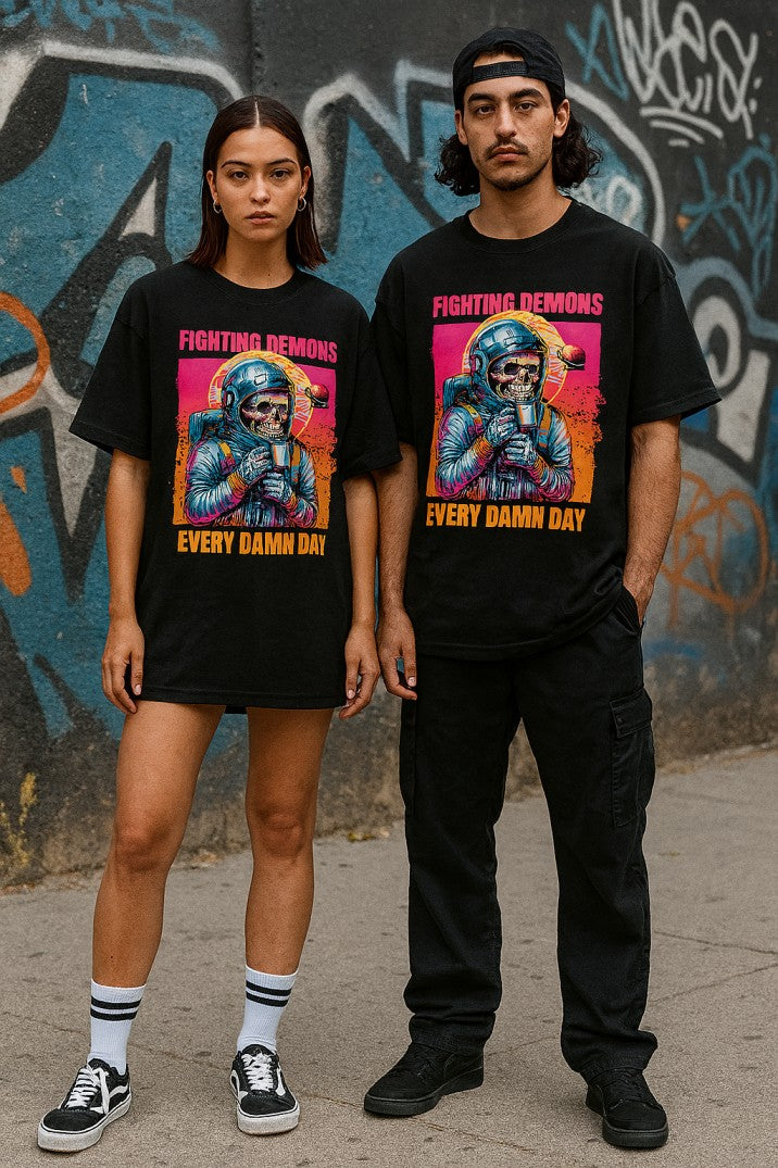 Skye48_Oversized_Tee_Fighting_Demons_Every_Damn_Day_Black