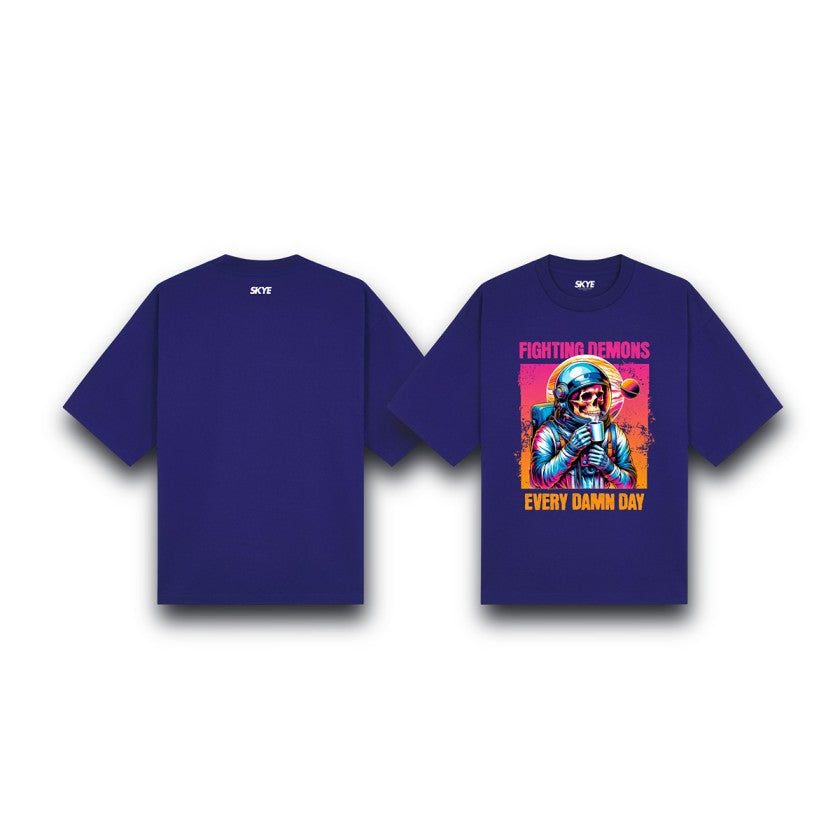 Skye48_Oversized_Tee_Fighting_Demons_Every_Damn_Day_Dark_Blue