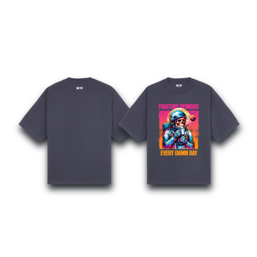 Skye48_Oversized_Tee_Fighting_Demons_Every_Damn_Day_Gray