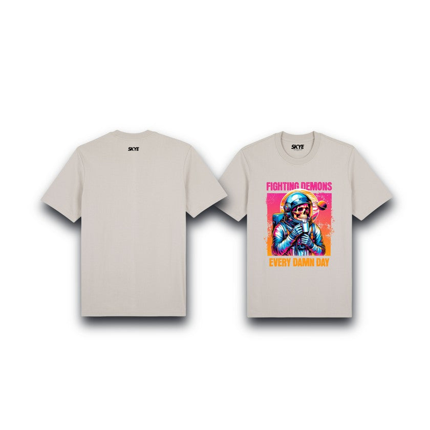 Skye48_Premium_Tee_Fighting_Demons_Every_Damn_Day_Beige