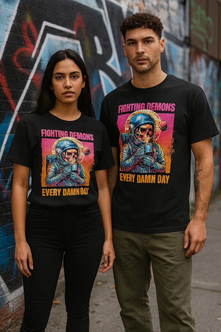 Skye48_Premium_Tee_Fighting_Demons_Every_Damn_Day_Black