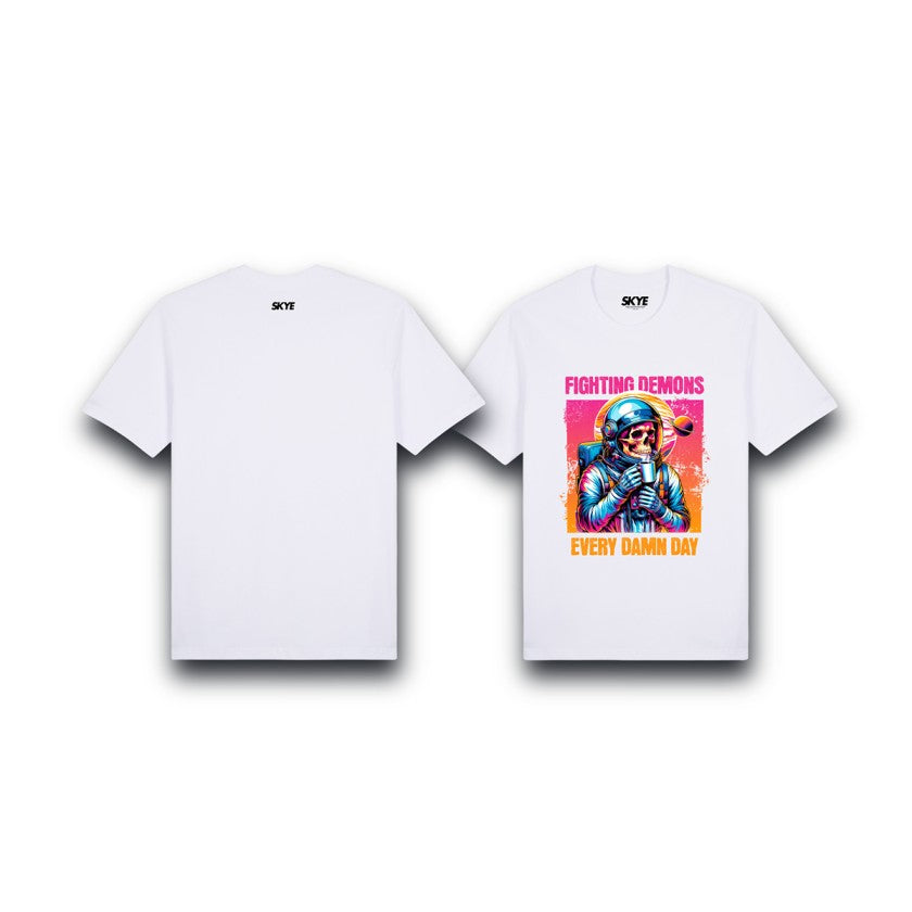 Skye48_Premium_Tee_Fighting_Demons_Every_Damn_Day_White