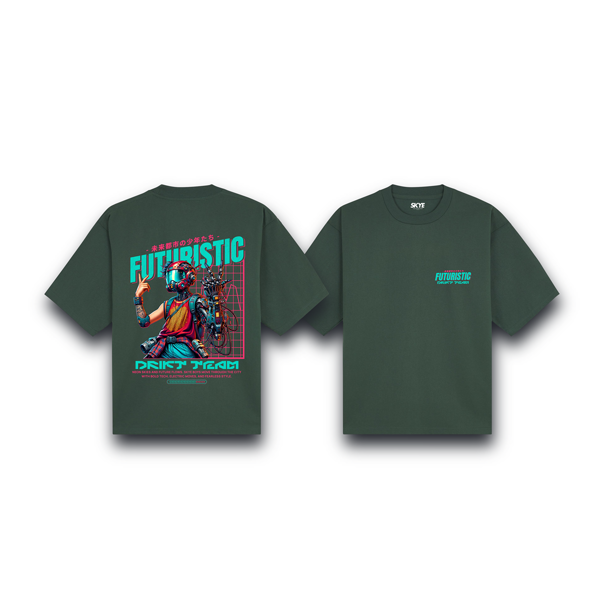 Skye51_Oversized_Tee_Futuristic_Drift_Team_Dark_Green