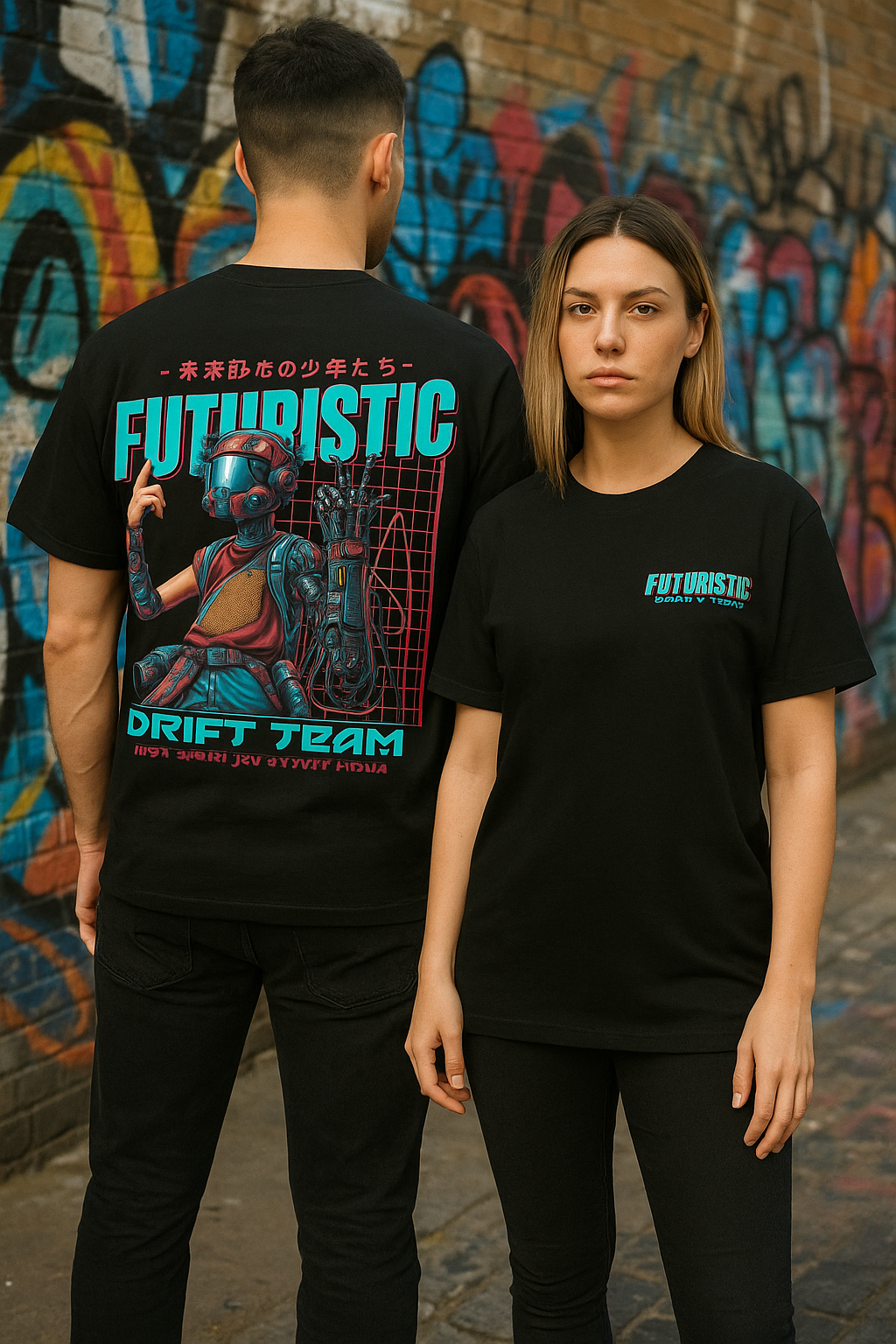 Skye51 Premium Tee: Futuristic Drift Team Black
