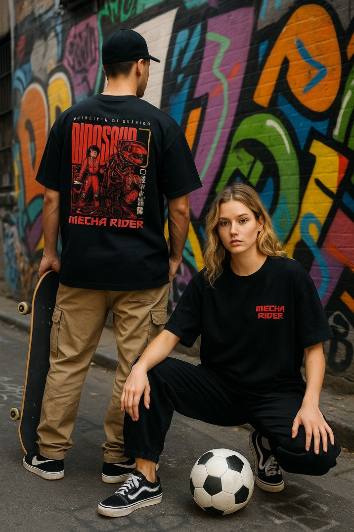 Skye65 Oversized Tee: Mecha Rider Black