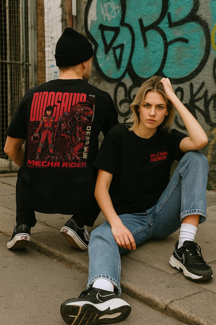 Skye65 Premium Tee: Mecha Rider Black