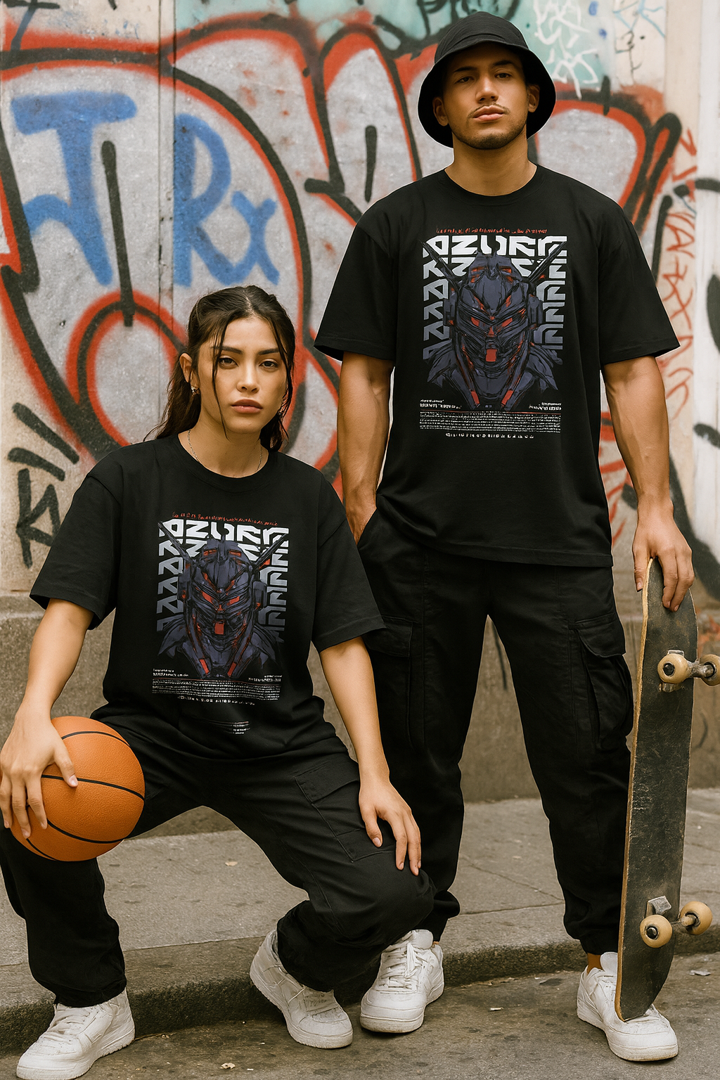 Skye66 Oversized Tee: Azure Avenger Black