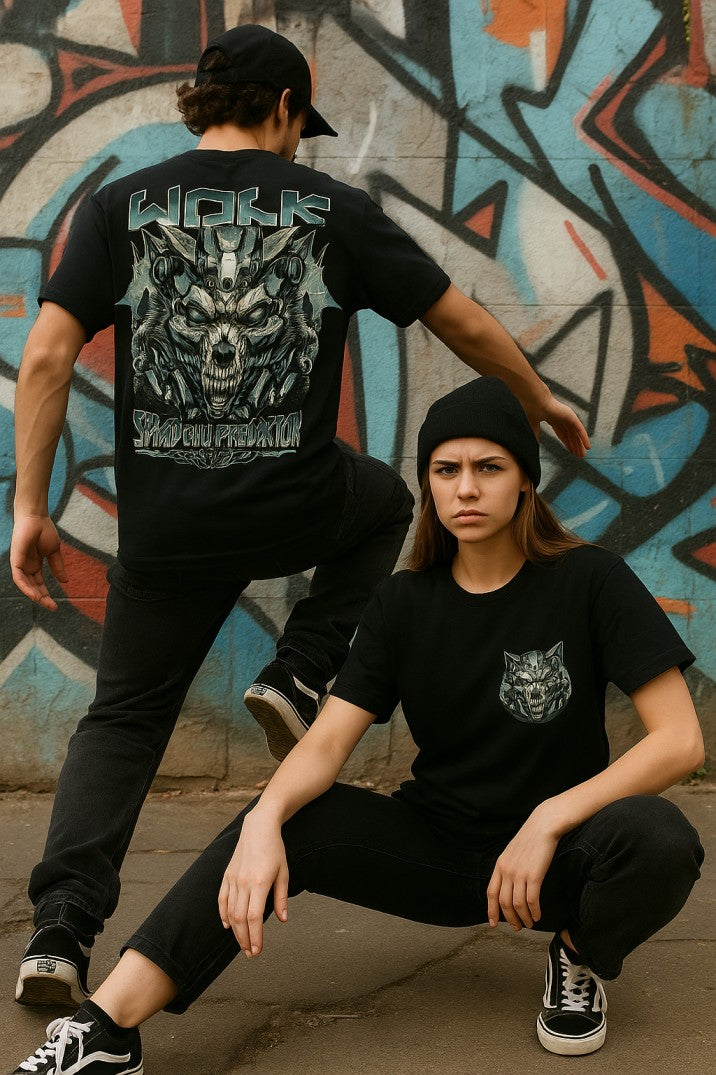 Skye71 Premium Tee: Wolf Shadow Predator Black