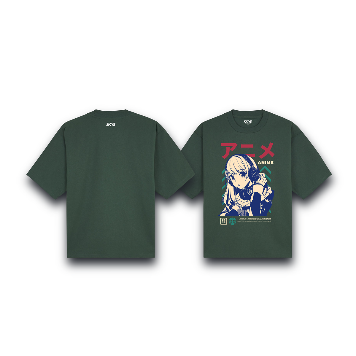 Skye72_Oversized_Tee_Anime-Girl_Dark_Green