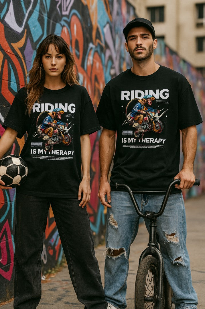 Skye76 Oversized Tee: Riding Black