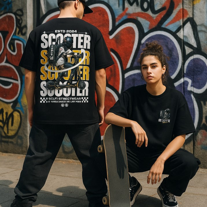 Skye77 Oversized Tee: Scooter Urban Black