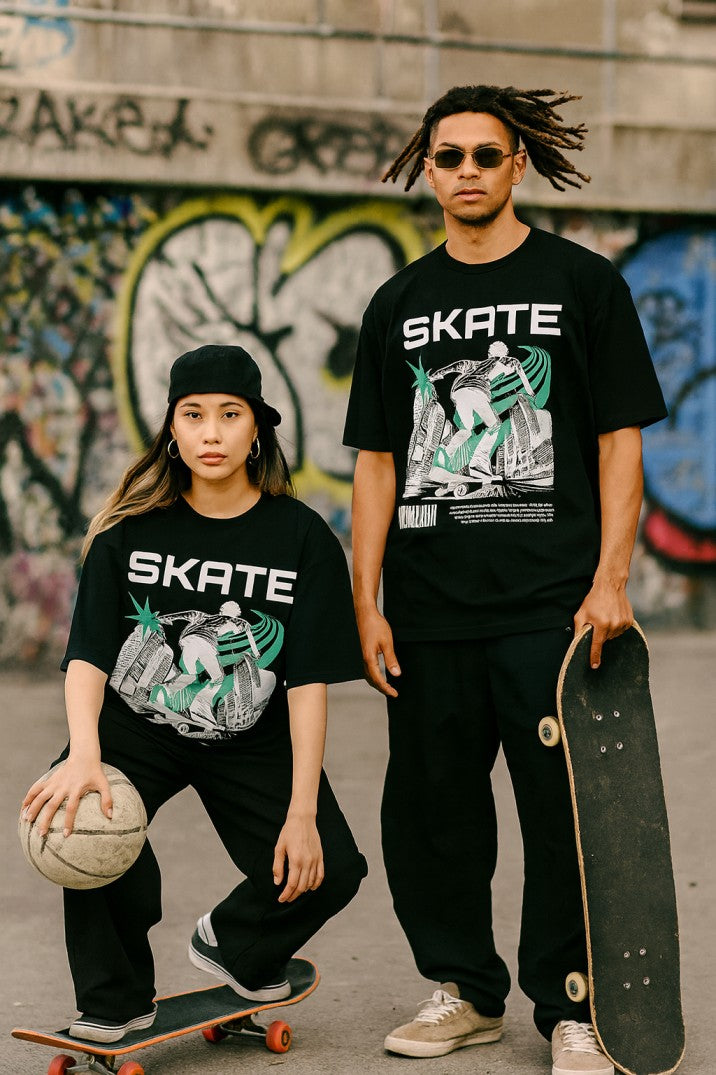 Skye78 Oversized Tee: Skate Black