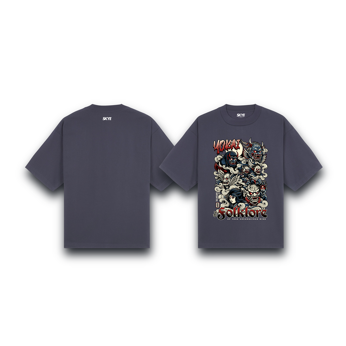 Skye80_Oversized_Tee_Yokai_Folklore_Gray