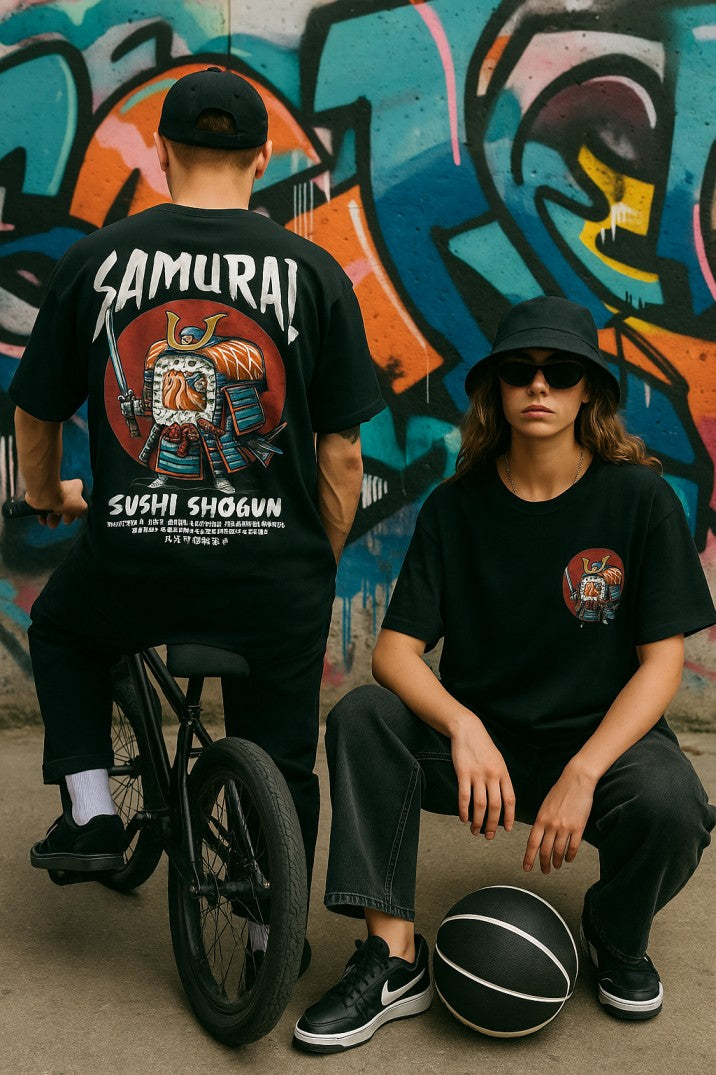 Skye81 Oversized Tee: Samurai Sushi Black