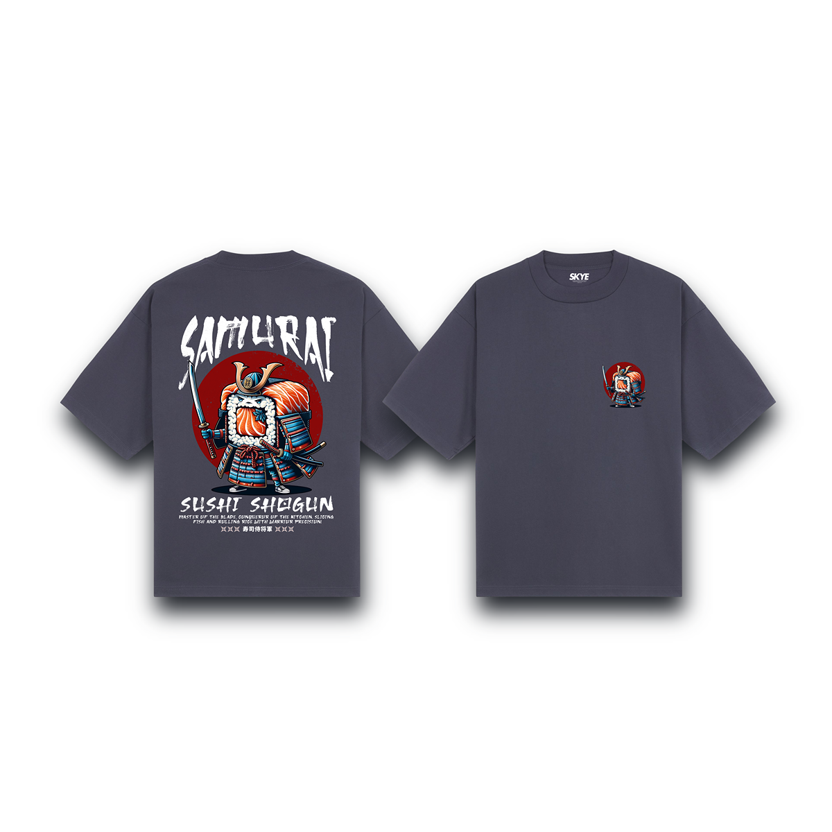 Skye81_Oversized_Tee_Samurai_Sushi_Gray