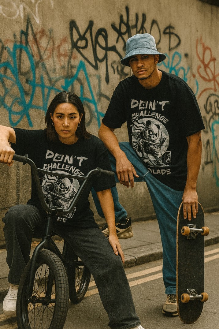 Skye82 Oversized Tee: Don't Challenge My Blade Black