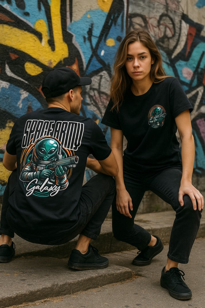 Skye83 Premium Tee: Space Army Black
