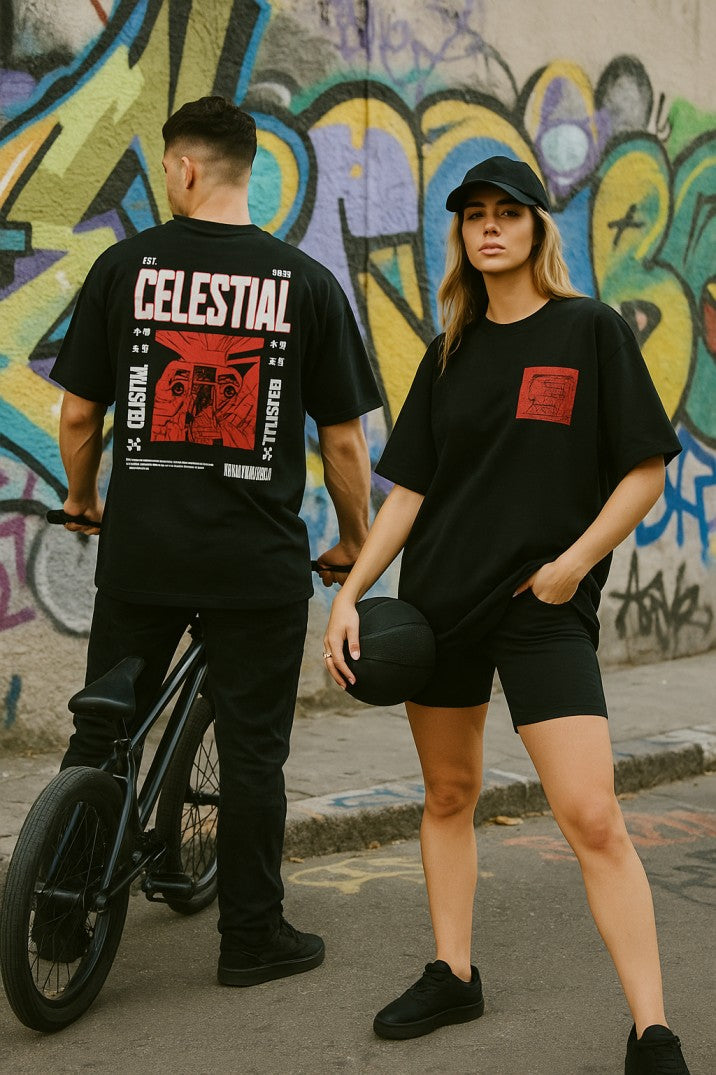 Skye85 Oversized Tee: Celestial Realm Black1