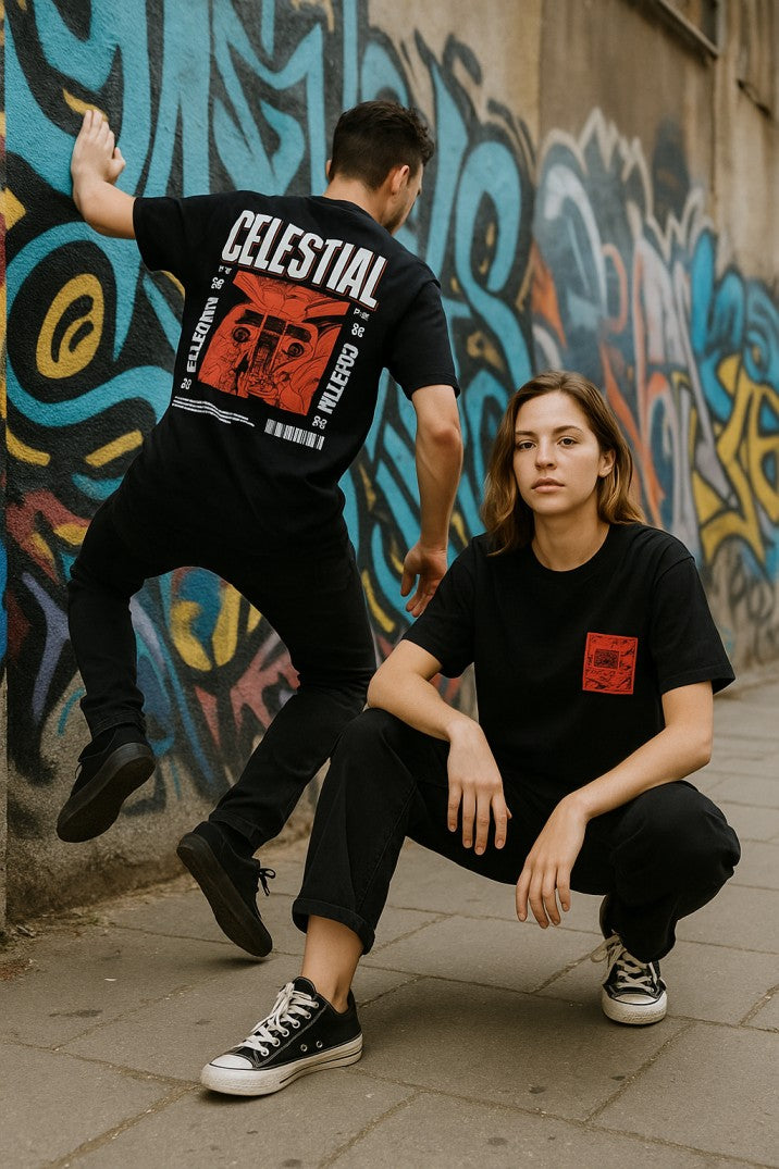 Skye85 Oversized Tee: Celestial Realm Black