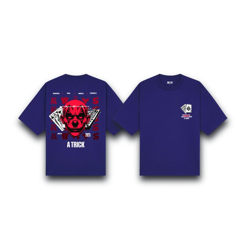 Skye8_Oversized_Tee_Behind_The_Smile_There_s_Always_A_Trick_Dark_Blue