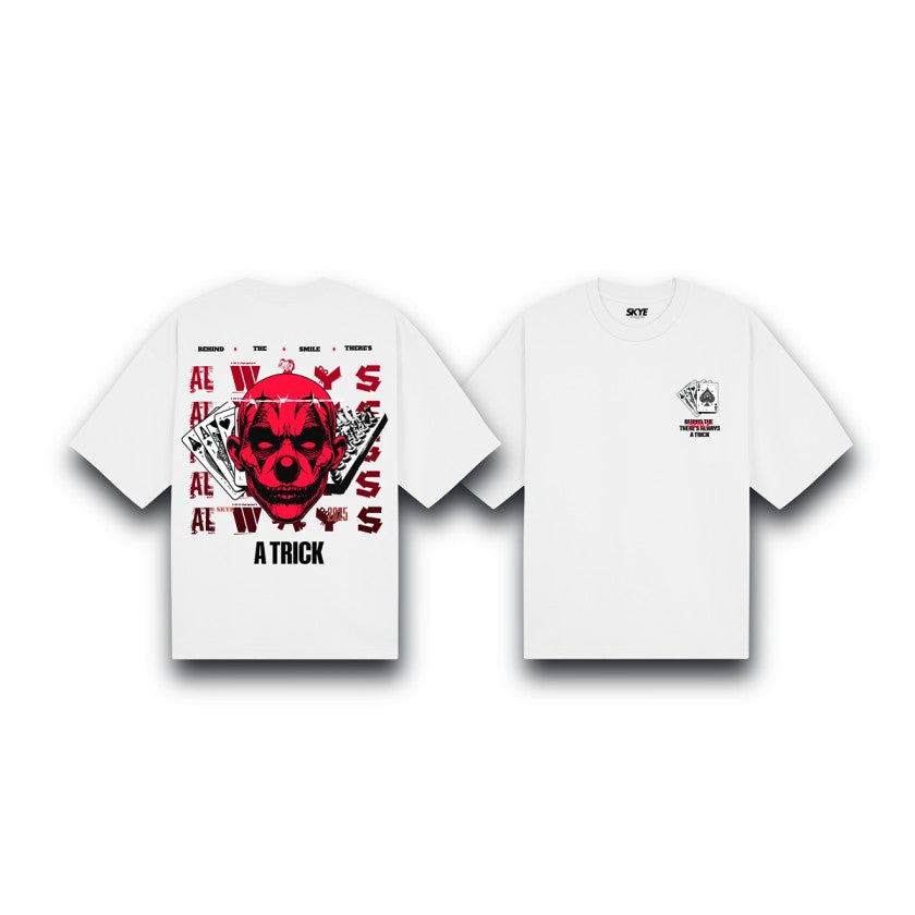 Skye8_Oversized_Tee_Behind_The_Smile_There_s_Always_A_Trick_White