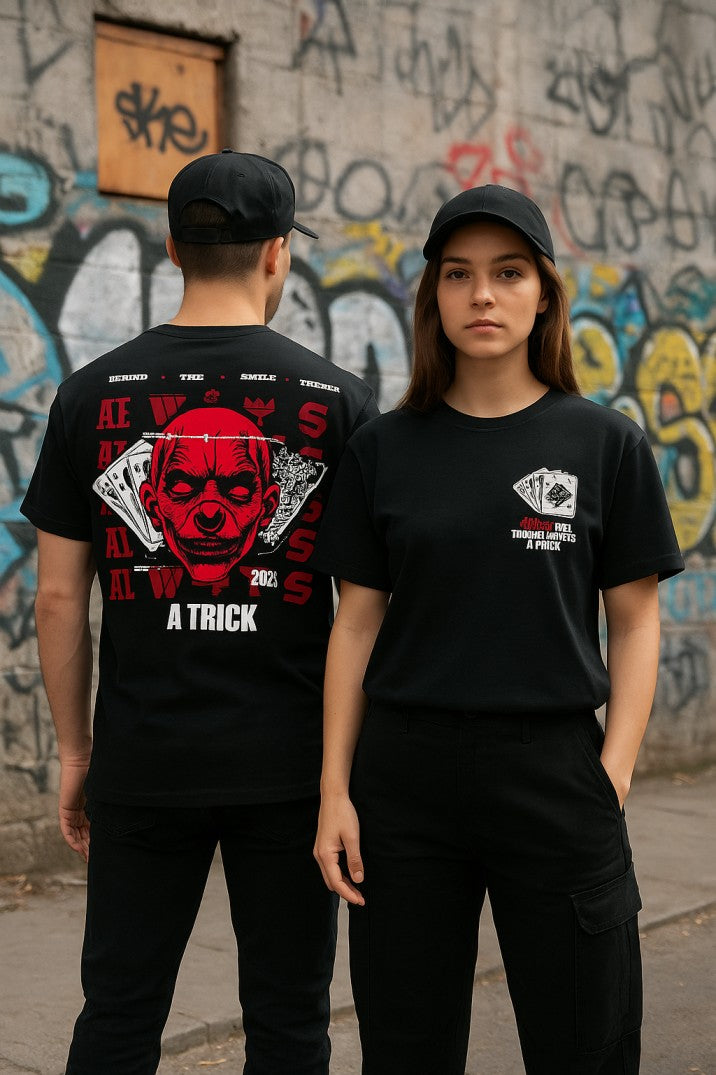 Skye8_Premium_Tee_Behind_The_Smile_There_s_Always_A_Trick_Mockup
